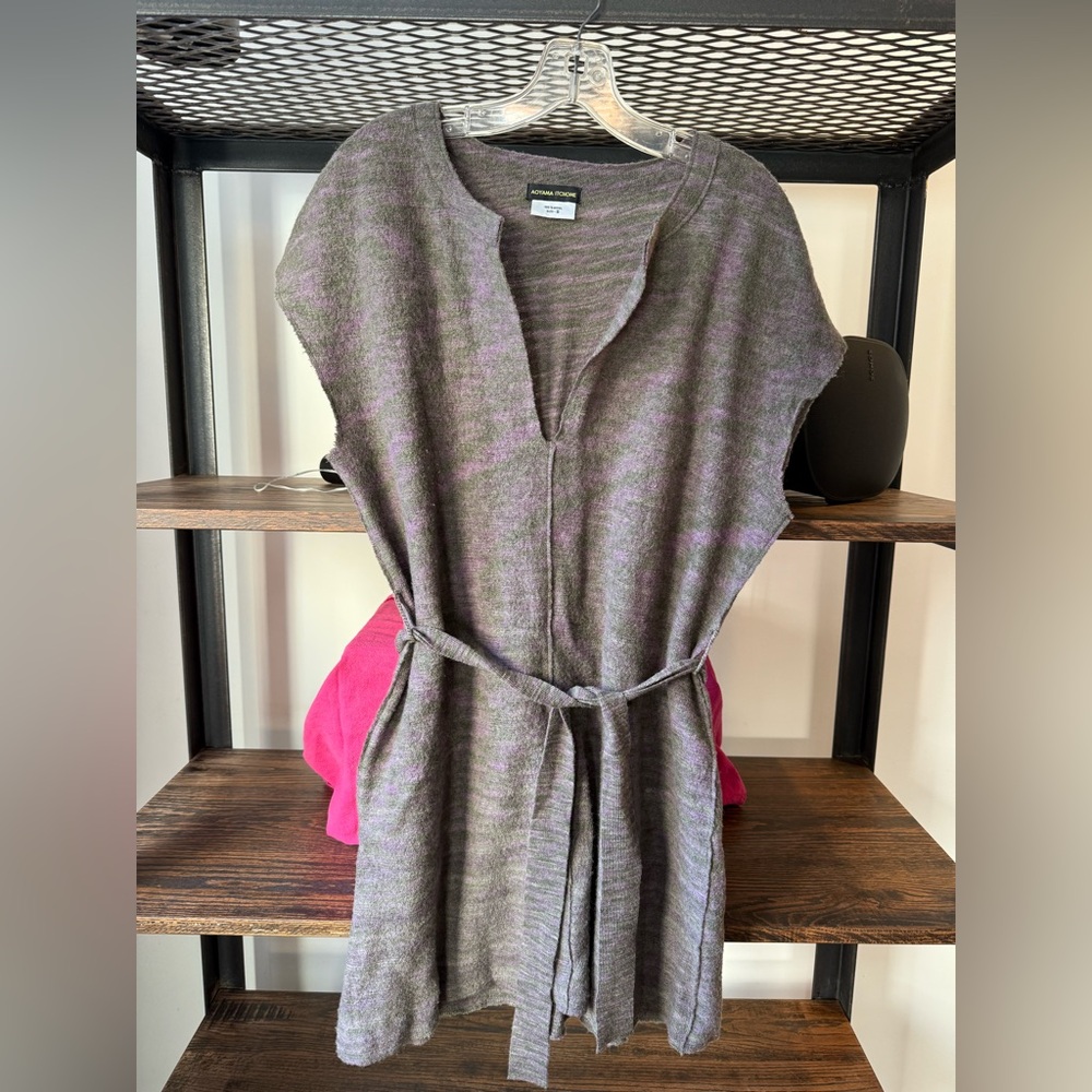 Gray / Purple Striped Knit Vest with Belt